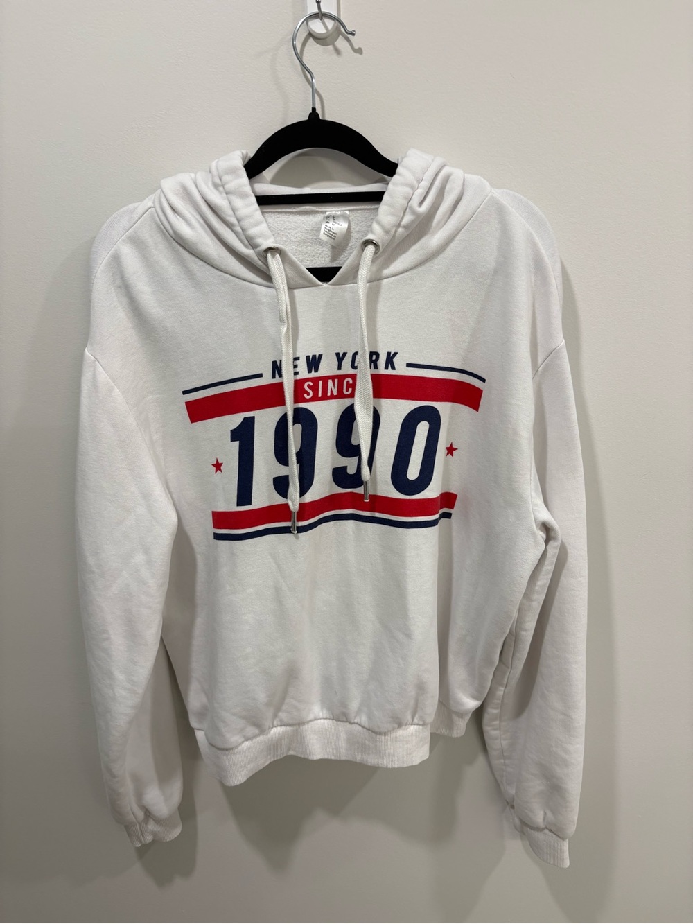White 1990 Graphic Hoodie Sweatshirt